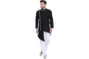 SKAVIJ Herren-Tunika Baumwolle Angrakha Kurta-Pyjama- Partykleid Set