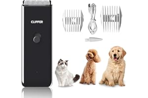SUN YOBA Dog Clippers Pet Grooming Clippers Kit,Low Noise Shaver Portable Electric USB Rechargeable Cordless Trimmer for Dogs,Cats and Other Pets, Black