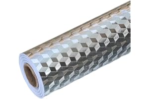 VIGOEXPRESS Folia samoprzylepna premium do kuchni, ze stali nierdzewnej, samoprzylepna, srebrna folia metalowa do blatu roboczego, lodówki, zmywarki, szafki, folia dekoracyjna, 300 x 61 cm, aluminiowa