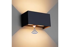 ‎KLIGHTEN Klighten 24W Aussenlampe Außenwandleuchte mit Bewegungsmelder, IP65,3000K Warmweiß Wandleuchte Außen/Innen, Einstellbarer Lichtstrahl außenlampe mit bewegungsmelder für Flur/Weg, Anthrazit