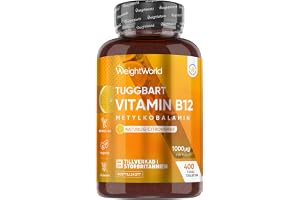 Vitamin B12 tabletter 1000mcg - 1+ års förbrukning - 400 tuggbara och veganska vitamin B12 tabletter - citronsmak - metylkobalamin - Vit B12-tillskott för trötthet, utmattning & immunförsvar