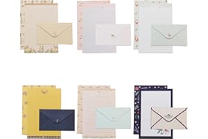 BELUGSIN Moda Carta da Lettere con Busta Set(6 Serie da 18 set di 54)18 Busta e 36 Carta da Lettere pour Inviti, lettere, biglietti di ringraziamento, ecc.