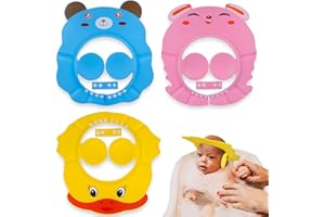 Gxhong 3 Stück Karikatur Kinder Dusche Schützen,Kinder Verstellbarer Shampoo Schutz,Baby Shampoo Kappe Einstellbare Baby Shampoo Cap,Duschhaube Baby Wird zum Schutz von Augen und Ohren,für Babypflege