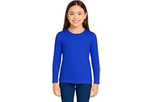 A2Z 4 Kids Girls Plain Long Sleeve T Shirts Soft Feel PE School T Shirts Round Neck Stretchy Tops Casual Everyday Basic Layering Shirt Activewear Kids Top Tees Ages 7-13 Years