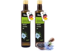 ‎MITUSO Schwarzkümmelöl 2x 500 ml, gefiltert | 100% rein, kaltgepresst, Vielseitig für Küche und Hautpflege, Frei von Zusatzstoffen - mituso