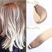 Sunny 50g/20pcs Ash Brown to Bleach Blonde(colour 613) 100% Remy Brazilian Hair Ombre Tape in Straight Human Hair Extensions 18inch