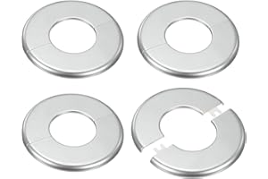 M METERXITY 4-Pack Wall Split Flange, for 2 Inch/50mm OD Pipe ABS Escutcheon Plate Round Self-Adhesive Plumbing Cover Plates for Water Pipe/Faucet [Silver Tone]