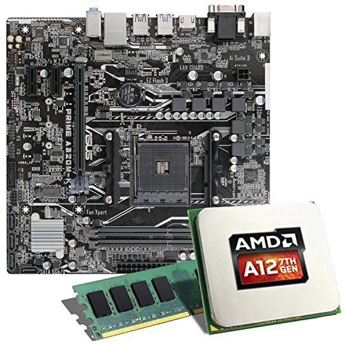 AMD A12-9800 / ASUS A320M-C / 8GB Mainboard Bundle | CSL PC Aufrüstkit | AMD A12-9800 APU 4x 3800 MHz, 8GB RAM, Radeon R7, GigLAN, 7.1 Sound | Aufrüstset | PC Tuning Kit