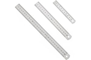 CHENYU 3 piezas, Regla de acero inoxidable, herramientas de medición, herramientas de oficina y herramientas de aprendizaje escolar (10, 20, 30 cm, 4, 8, 12 pulgadas)