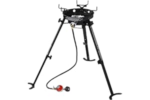 Eastman Outdoors 90411 Portable Kahuna Burner with XL Pot and Wok Holders with Adjustable and Removable Legs - Black