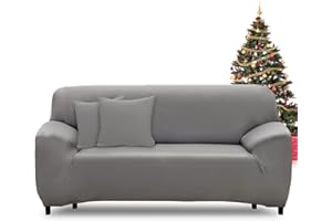FIGOOO Fundas Sofa 3 Plazas Ajustable Funda para Sofá Elasticas Cubre Fundas de Sofá con Reposabrazos Extraíble Lavable Antimanchas Protector Sofa de Muebles(3 Plazas,Gris)