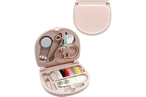 KEEPSWEAT Mini Sewing Kit,Small Travel Size Emergency Pocket Sewing Kit with Buttons,Threads,Scissors,Needles Portable DIY Supplies Needle and Thread Set for Beginner Little Plastic Box