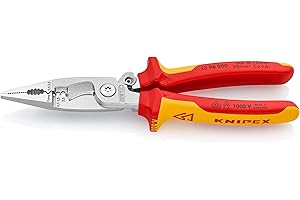 KNIPEX Elektro-Installationszange, VDE, Öffnungsfeder, Kabelschneiden, Abisolieren, Crimpen von Aderendhülsen, Greifen, Biegen, Multitool, 13 96 200