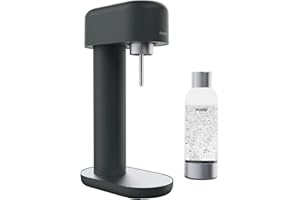 Mysoda Ruby 2 Sparkling Water Maker - Soda Streaming Machine Silent Carbonated Water Machine Robust Long-Lasting Aluminium Soda Maker 1L Water Bottle Without CO2 Cylinder - Black Silver Soda Machine
