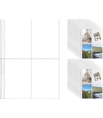 thumbnail image 2 of Dunwell Photo Sleeves For 3-Ring Binder, (3.5x5, 100 Pack) For 800 Pictures, Each Photo Page 2 of 11