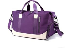 sotirsvs Bolsa Deporte Hombre y Mujer con Compartimento Zapatos y Bolsillo Húmedo,Bolsa de Viaje de Mano,Fin de Semana Travel Duffle Bag,Impermeable Gran Capacida Lightpurple Fuchsia