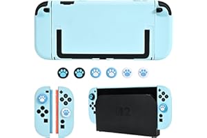 DLseego Schutzhülle für Switch 2 Konsole, Anti-Kratz Stabile Dockable Schutzhülle mit 2 Handgriff Hülle und 6PCS Daumen Grips,Blau