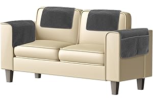 Niuoppy Armrest Cover, Headrest Cover for Recliner Sofa 4pcs Fleece Armchair Slipcover, Nonslip Recliner Chair Covers Furniture Protector for Pets (Light Grey, 2 Seater)