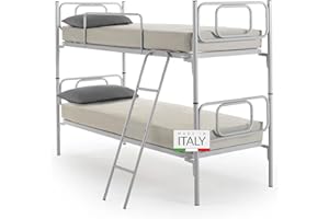 NUVOLA SCEGLI DI DORMIRE BENE NUVOLA Sirio - Letto a Castello per Bambini e Adulti con Scaletta e Sponda Laterale di Protezione, Include Rete a Doghe Singola 80x190 - Scomponibile in 2 Letti Singoli, Altezza 146 cm, Made in Italy
