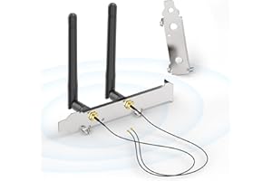 Bingfu Antenne WiFi 2,4 GHz 5,8 GHz 3dBi MIMO RP-SMA Mâle + Câble 25cm de Presa Micro Coassiale 0.25m + Support de Slot PCIe pour Carte Réseau Sans Fil Intel M.2 NGFF Adaptateur Routeur WiFi Laptop PC