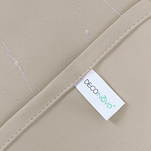 Deconovo Super Soft Dotted Line Foil Printed Thermal Insulated Blackout Curtains Window Treatment Eyelet Blackout Curtains for Nursery with Two Matching Tie Backs 46 x 54 Inch Beige Two Panels