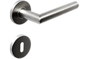 FELGNER Drückergarnitur Como für Buntbartschlösser | hochwertige moderne Türblende Türklinken Türdrücker Garnitur Türgriff Türbeschlag Rosette für Innentüren Zimmertüren | Nickel matt