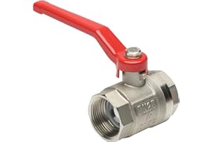 Meister Kugelhahn+Stahlh rot - Messing matt verchromt - beidseitig IG 1 1/4" - mit Kugeldichtung / Absperrhahn / Absperrventil / Hebelgriff / 9922980