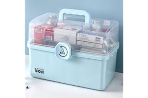 Dittzz Scatola per Medicinali, 3 Strati Scatola di Medicina Contenitore per Medicinali di Emergenza Multifunzione Scatola Immagazzinaggio con Maniglia, 34 x 19 x 22.5cm