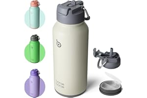 BOTTLEBOTTLE BOTTLE BOTTLE Borraccia Termica 850ml(30oz) con Cannuccia Thermos Bevande Calde Borraccia Sportiva Acciaio Inox con Paglia E Supporto Pillole (grigio)