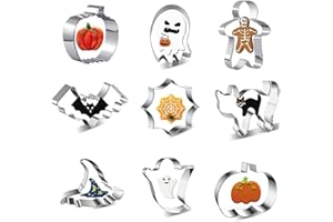 SIMEIXI Halloween Ausstechformen Set, 9 Stück Edelstahl Keksausstecher, Halloween Keksausstecher Set