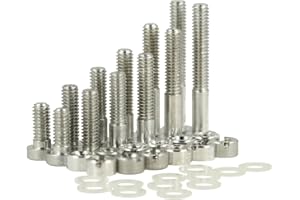 THAKKER Aluminium Phono Set di Viti M2,5 - per Il Montaggio delle testine sui portatestina | 6 Lunghezze Diverse, 2 Pezzi ciascuna | incl. Dadi e rondelle corrispondenti | 36 Pezzi | Non Magnetico