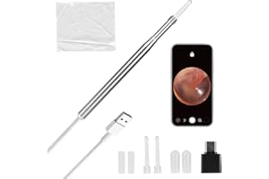 CRESBEL Otoscopio removedor de cerumen: Endoscopio limpiador de oídos HD con 6 luces LED y lente de 5,5 mm, mini otoscopio impermeable para adultos, niños, endoscopio de oído para Android, tableta y PC