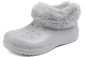 Mufanton Clogs Gefüttert Damen Warm Hausschuhe Gartenclogs Pantoffeln Plüsch Slider Lined Winter Clogs Outdoor Winterschuhe Gartenschuhe