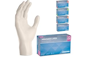 ARNOMED® Guanti lattice monouso XS Bianco [100 pezzi] - Guanti monouso senza polvere - Guanti usa e getta resistente - Per meccanico, pulizia casa, alimenti e tattoo XS, S, M, L, XL