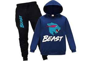 Forlcool Famous YouTube Gamer Logo Ripped Lightning Cat Printed Hoodie and Pants 2pcs/Sets Trousers and Top Tracksuits for Boys Girls Ages 3-13