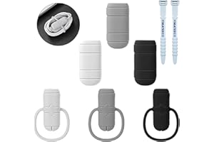 YIMATEECO Charger Cable Protector,6 PCS 2 in 1 Data Cable Winder Protector Cover Andriod USB A USB C Charger,Storage Anti-Break Silicone Charging Head Cover (Black+White+Gray)