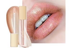 Oulac Light Beige Lip Gloss Shine Liquid Lipstick for Women| Lip Primer Lip Tint with Smooth Lightweight Texture| Lip Balm Hydrating Lip Glow Oil for Lip Care＆Dry Lips,C04