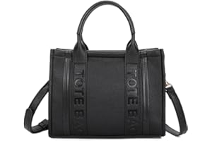 LeahWard Ladies Small Tote Bag, Embossed Text Design, Detachable Shoulder Strap