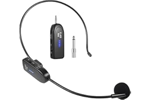 FerBuee 2.4G Wireless Headset Microphone System, Headset Mic and Handheld Mic 2 in 1, 1/8'' & 1/4'' Plug, Ideal for PA System, Voice Amplifier, Mixer,Teacher, Fitness Trainer, Church, Wedding