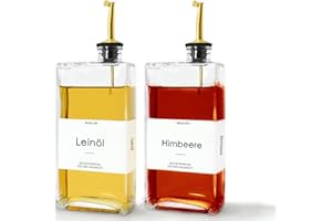 BIKALAN Bouteille d'huile avec bec verseur, distributeur de sirop de café, lot de bouteilles d'huile d'olive, distributeur d'huile en verre de 500 ml, distributeur à pompe à sirop avec 40