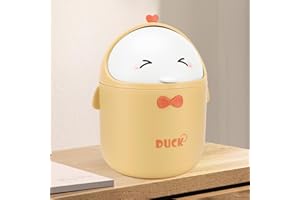 RUBESSIA Papelera de Escritorio Diseño - Cubo de Basura Amarillo para Cocina, Sobremesa y Mesa de Tocador