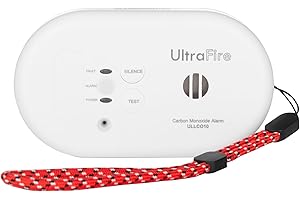 ULTRAFIRE FIRE SAFETY UltraFire ULLCO10 10 Year Travel Carbon Monoxide Alarm and Detector | For Homes, Caravans, Boats, Camping, and Holidays | 10 Year Sealed Lithium Battery and Ten Year Warranty (With Strap)