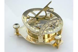 En laiton massif 12,7 cm cadran solaire Boussole en laiton finition brillante