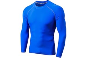 LAFROI Maglietta a Maniche Lunghe da Uomo UPF 50+, Compressione, BJJ, Nuoto, Rashguard