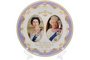 The Leonardo Collection Her Majesty Queen Elizabeth II Commemorative Plate with Stand Souvenir Memorabilia, White, Diameter 21cm