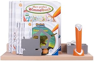 ‎BOARTI BOARTI das Original Wandregal für tiptoi Produkte in Natur mit grauem Bagger - geeignet für den tiptoi Stift und ca. 10 tiptoi Bücher, zum Spielen, Lernen und Aufbewahren
