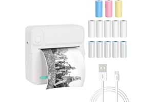 Jooheli Mini Imprimante pour Photo, Imprimante Photo Portable avec 14 Rouleaux de Papier d'impression, Imprimante Photo Bluetooth avec Les systèmes Android et iOS