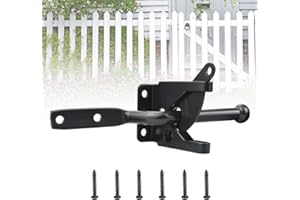 HEKOBAG Gartentorriegel, Gartentorverschluss Automatischer Zaunschloss Edelstahl Gartentorfalle Torverriegelung Schwarzer Gartentorriegel für Metall- und Holzzäune Zäune Hühnerstall