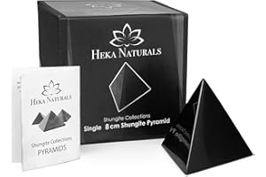 Heka Naturals Pirámide de Shungit Pulida de 3 Caras | Energía de Geometría Sagrada Formada en Tetraedro para el Equilibrio Espiritual, la Curación de los Chakras y la Protección (8cm)