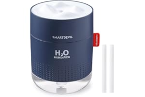 SmartDevil Umidificatore,Mini Umidificatore a Ultrasuoni,Auto spegnimento Senza Acqua e 2 modalità nebulizzazione Regolabile, Super silenzioso,Olio essenziale proibito,No batteria,2 Filtri, 500 ml